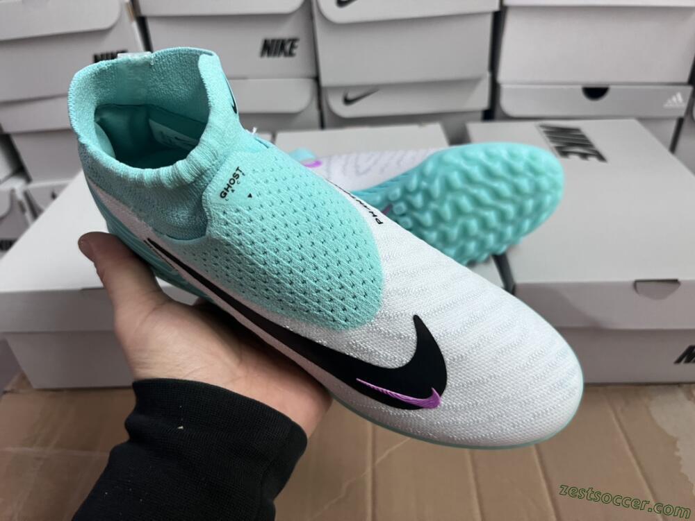 Nike Phantom GX Elite DF Link TF High-Tops Soccer Shoes - White/Black/Jade