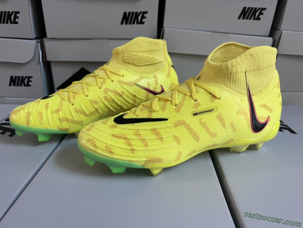 Nike Phantom Luna Elite FG High-Tops Soccer Cleats - Yellow/Black/Pink