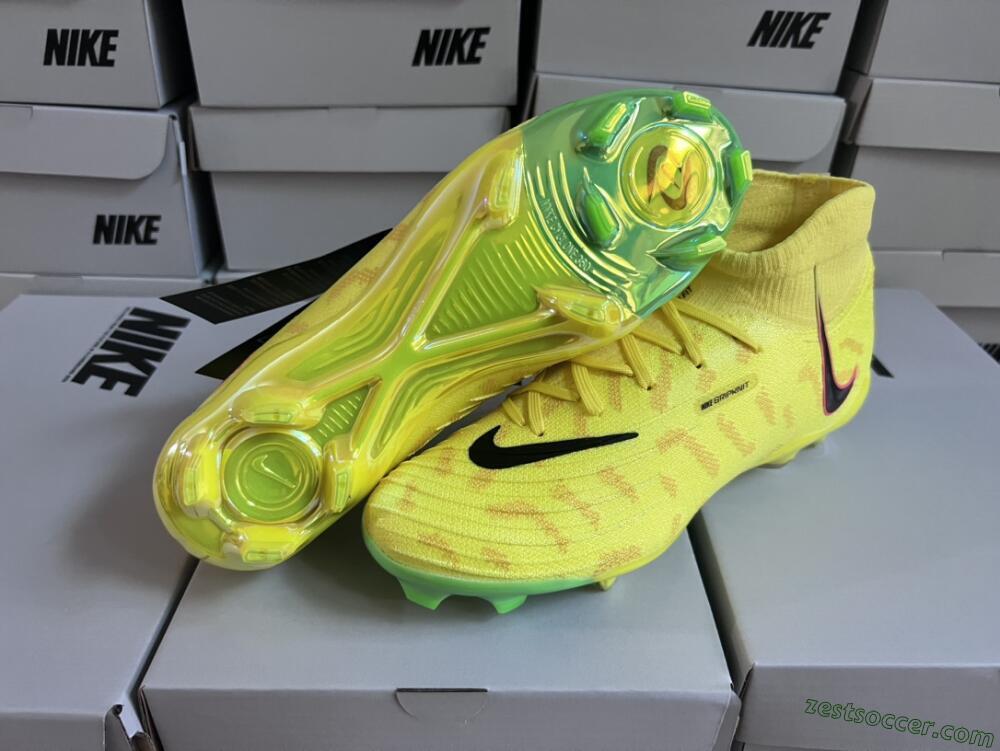 Nike Phantom Luna Elite FG High-Tops Soccer Cleats - Yellow/Black/Pink