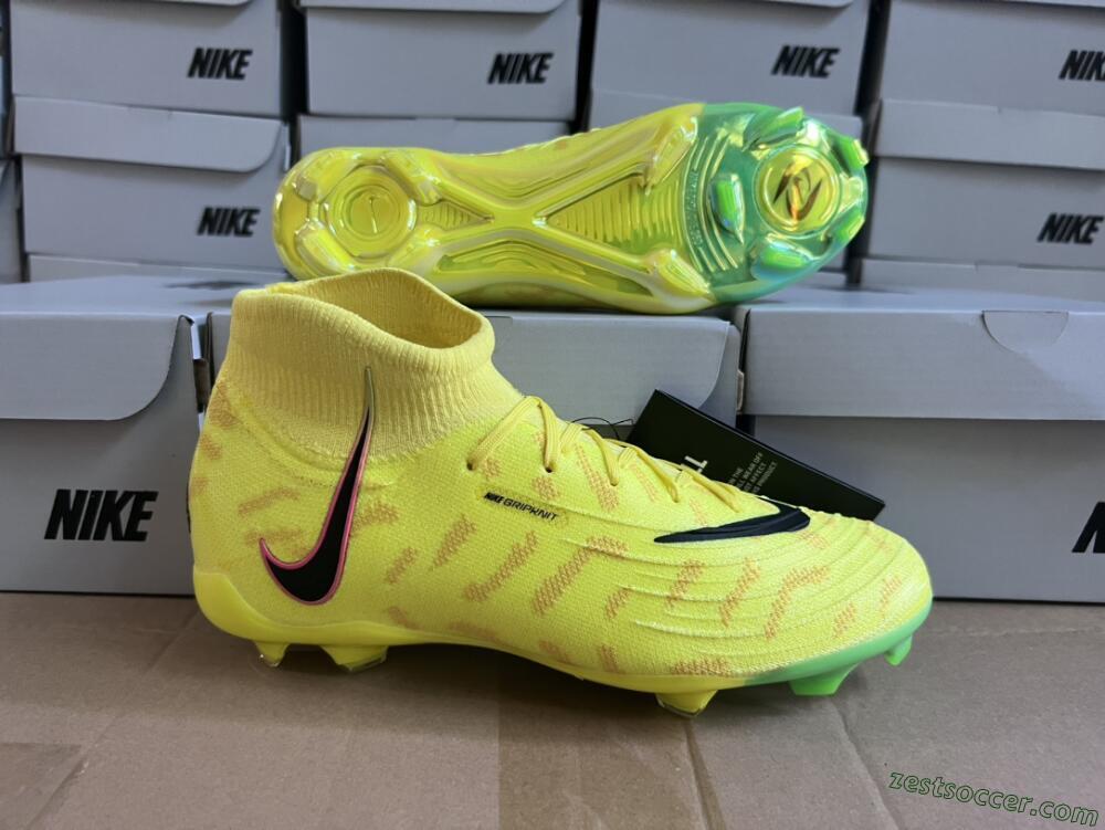 Nike Phantom Luna Elite FG High-Tops Soccer Cleats - Yellow/Black/Pink