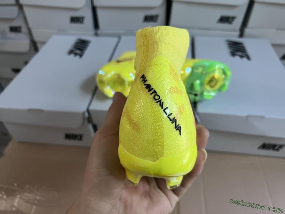 Nike Phantom Luna Elite FG High-Tops Soccer Cleats - Yellow/Black/Pink