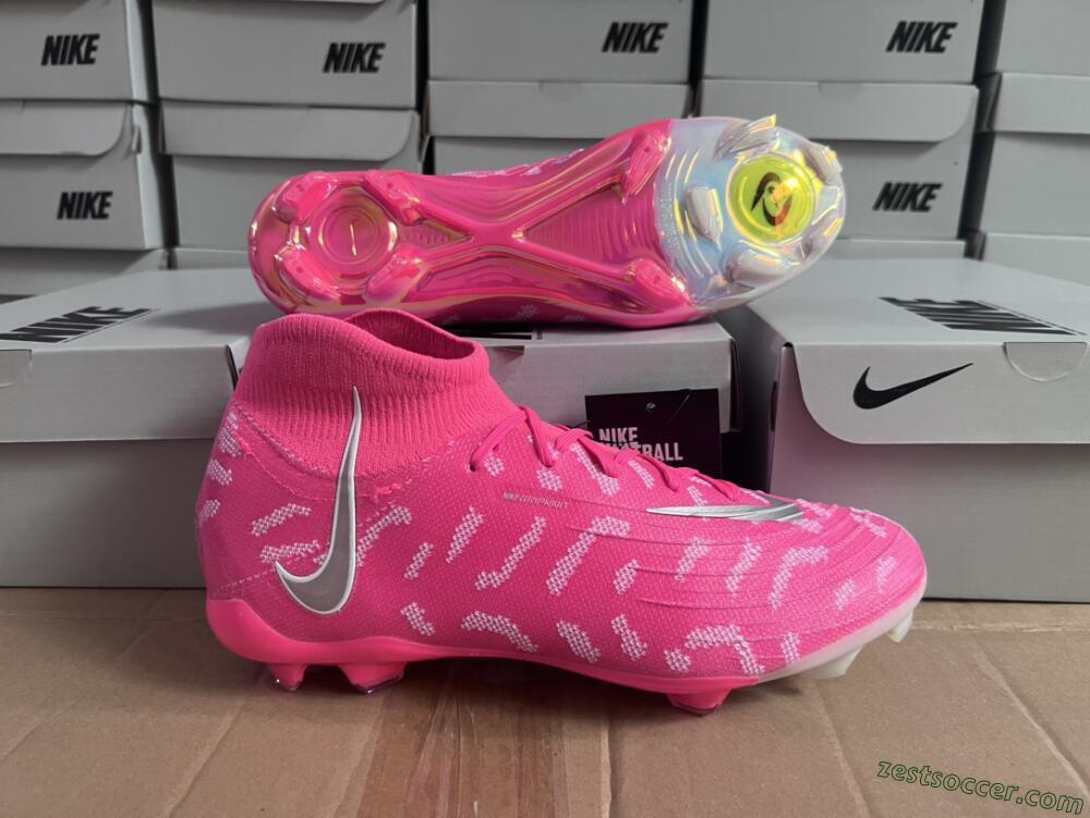 Nike Phantom Luna Elite FG High-Tops Soccer Cleats - Red/Silver/White