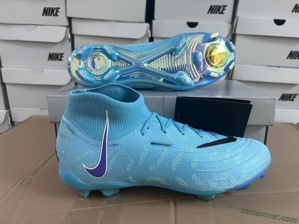 Nike Phantom Luna Elite FG High-Tops Soccer Cleats - Blue/Purple/White