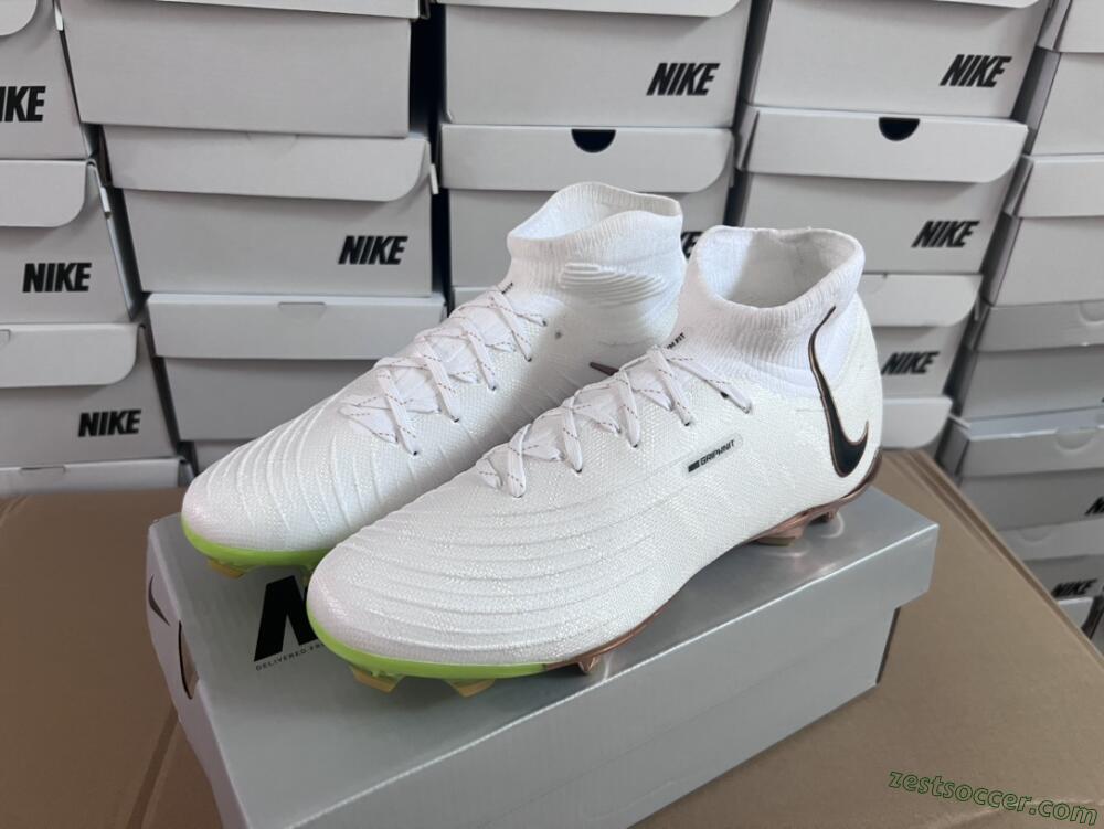 Nike Phantom Luna Elite NU FG High-Tops Soccer Cleats - White/Gold/Black