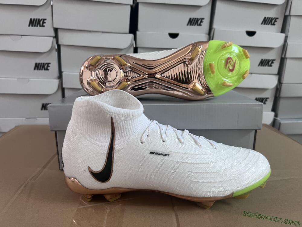 Nike Phantom Luna Elite NU FG High-Tops Soccer Cleats - White/Gold/Black