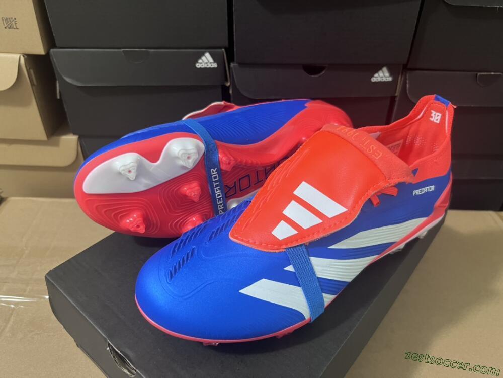 Adidas Predator Elite Foldover Tongue FG Low-Tops Soccer Cleats - Blue/White/Red