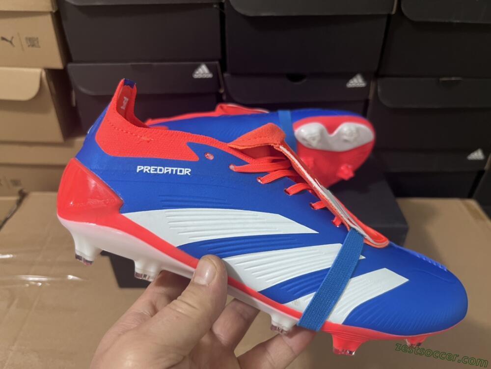 Adidas Predator Elite Foldover Tongue FG Low-Tops Soccer Cleats - Blue/White/Red