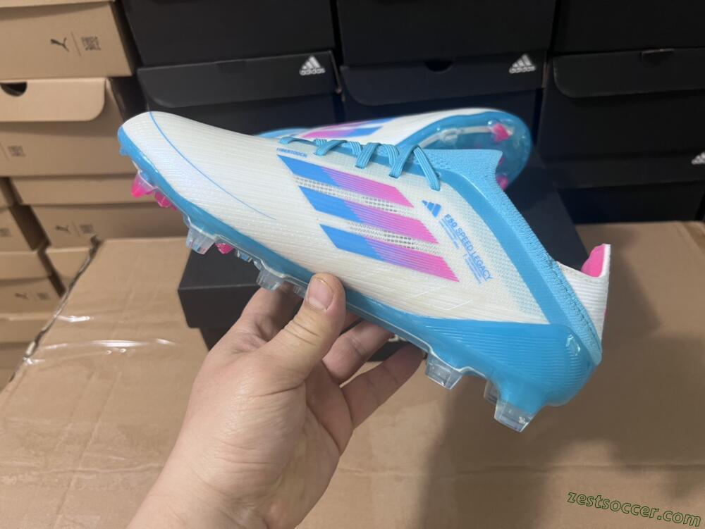 Adidas F50 Adizero FG Low-Tops Soccer Cleats - White/Blue/Pink