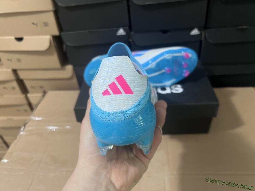Adidas F50 Adizero FG Low-Tops Soccer Cleats - White/Blue/Pink