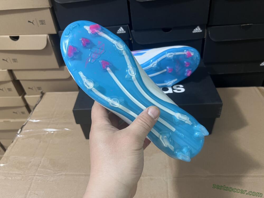 Adidas F50 Adizero FG Low-Tops Soccer Cleats - White/Blue/Pink