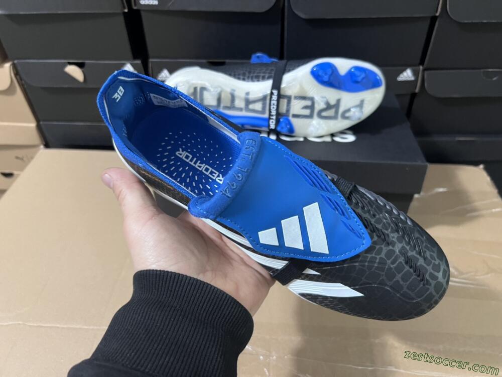Adidas Predator Elite Foldover Tongue FG Low-Tops Soccer Cleats - Black/White/Blue