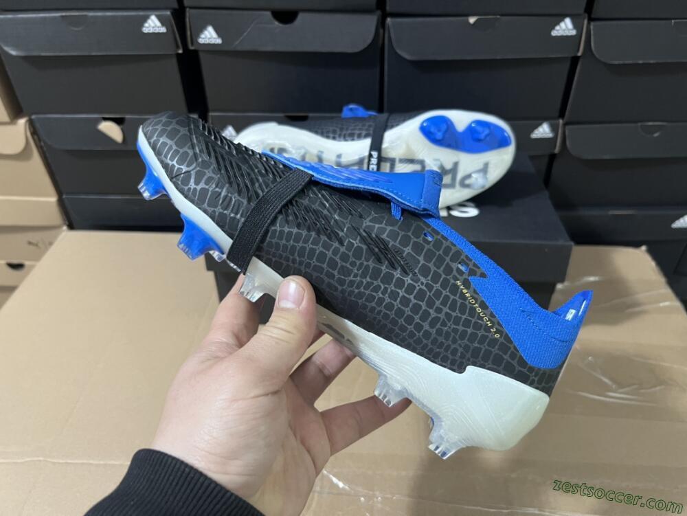 Adidas Predator Elite Foldover Tongue FG Low-Tops Soccer Cleats - Black/White/Blue
