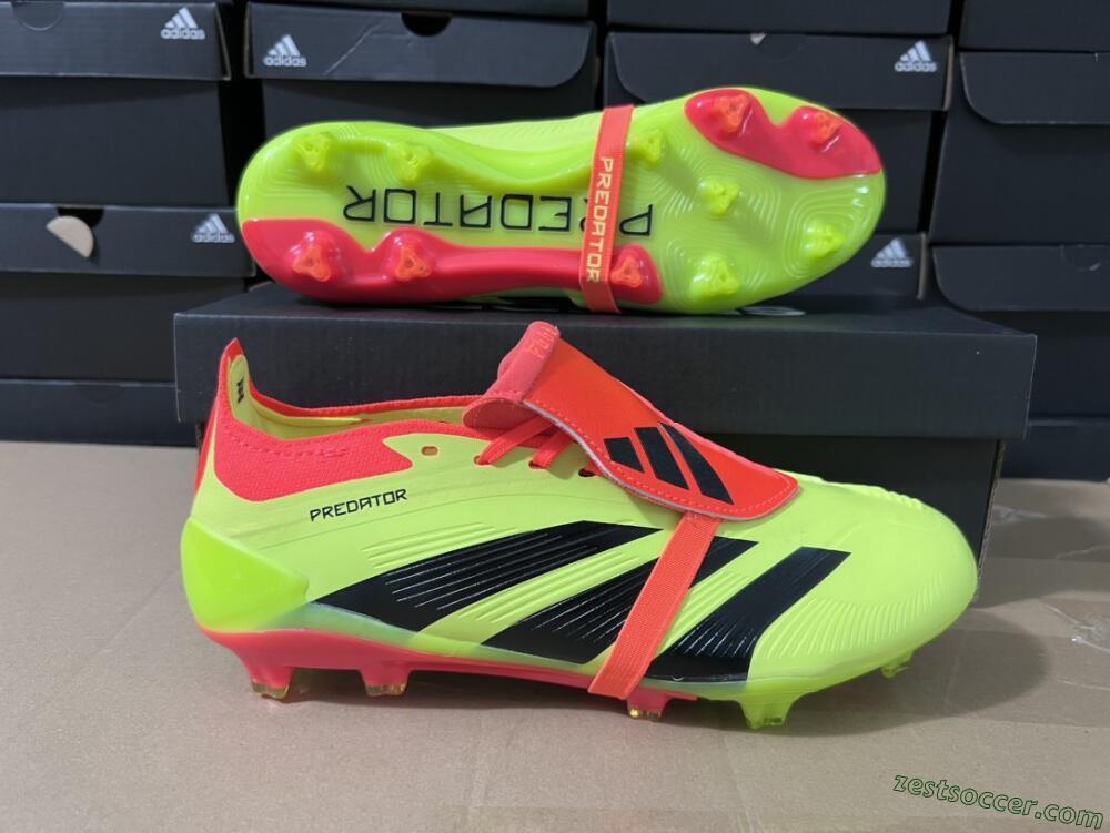 Adidas Predator Elite Foldover Tongue FG Low-Tops Soccer Cleats - Yellow/Black/Red