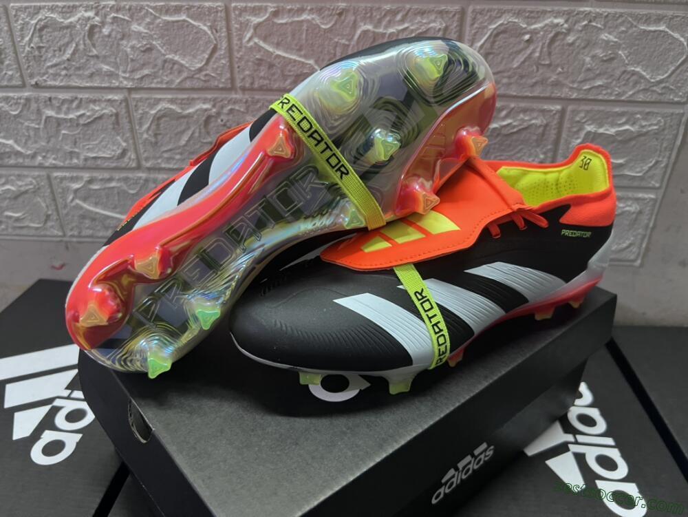 Adidas Predator Elite Foldover Tongue FG Low-Tops Soccer Cleats - White/Black/Red