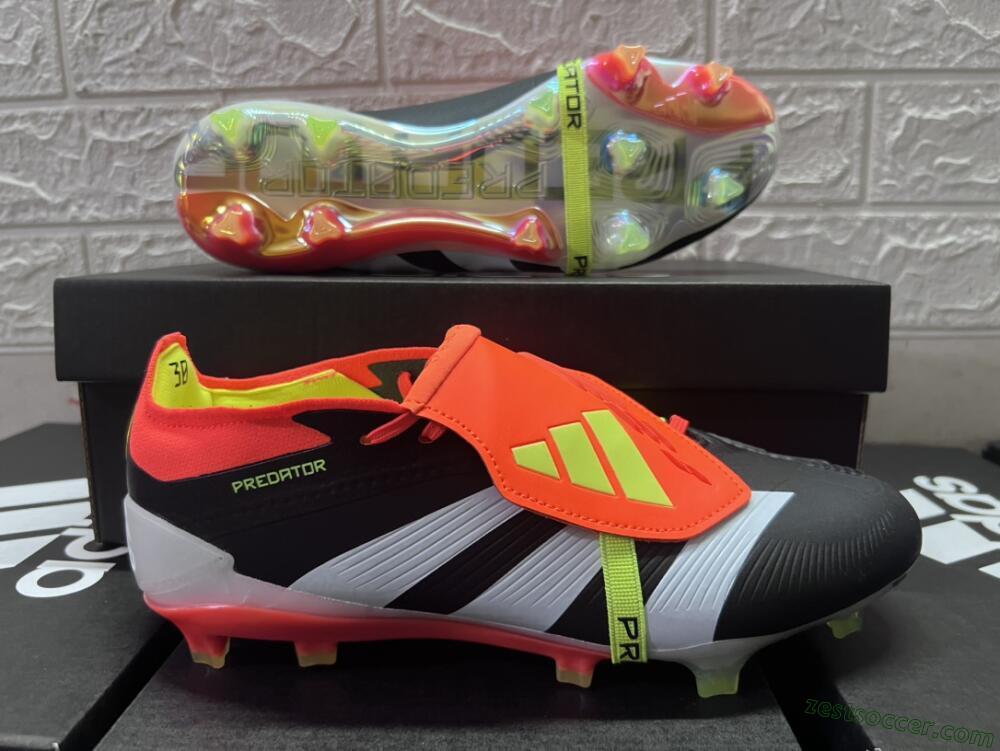 Adidas Predator Elite Foldover Tongue FG Low-Tops Soccer Cleats - White/Black/Red