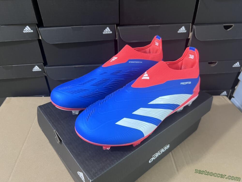 Adidas Predator Elite Laceless FG Low-Tops Soccer Cleats - Blue/White/Red