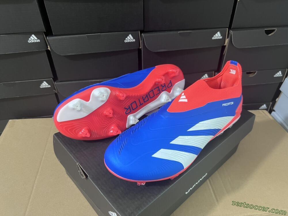Adidas Predator Elite Laceless FG Low-Tops Soccer Cleats - Blue/White/Red