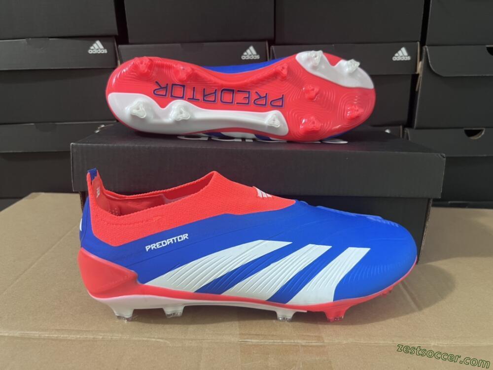 Adidas Predator Elite Laceless FG Low-Tops Soccer Cleats - Blue/White/Red