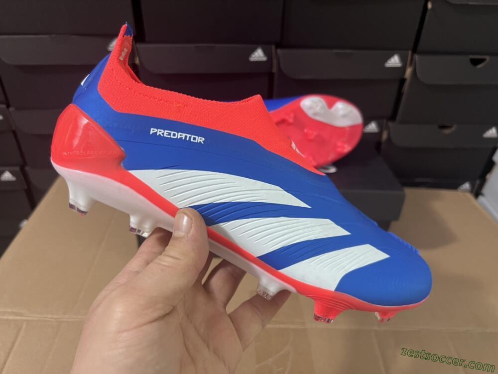 Adidas Predator Elite Laceless FG Low-Tops Soccer Cleats - Blue/White/Red