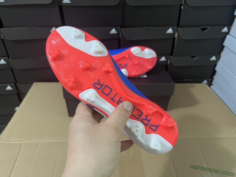 Adidas Predator Elite Laceless FG Low-Tops Soccer Cleats - Blue/White/Red
