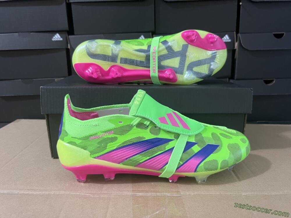 Adidas Predator Elite Foldover Tongue FG Low-Tops Soccer Cleats - Green/Pink/Purple/Yellow