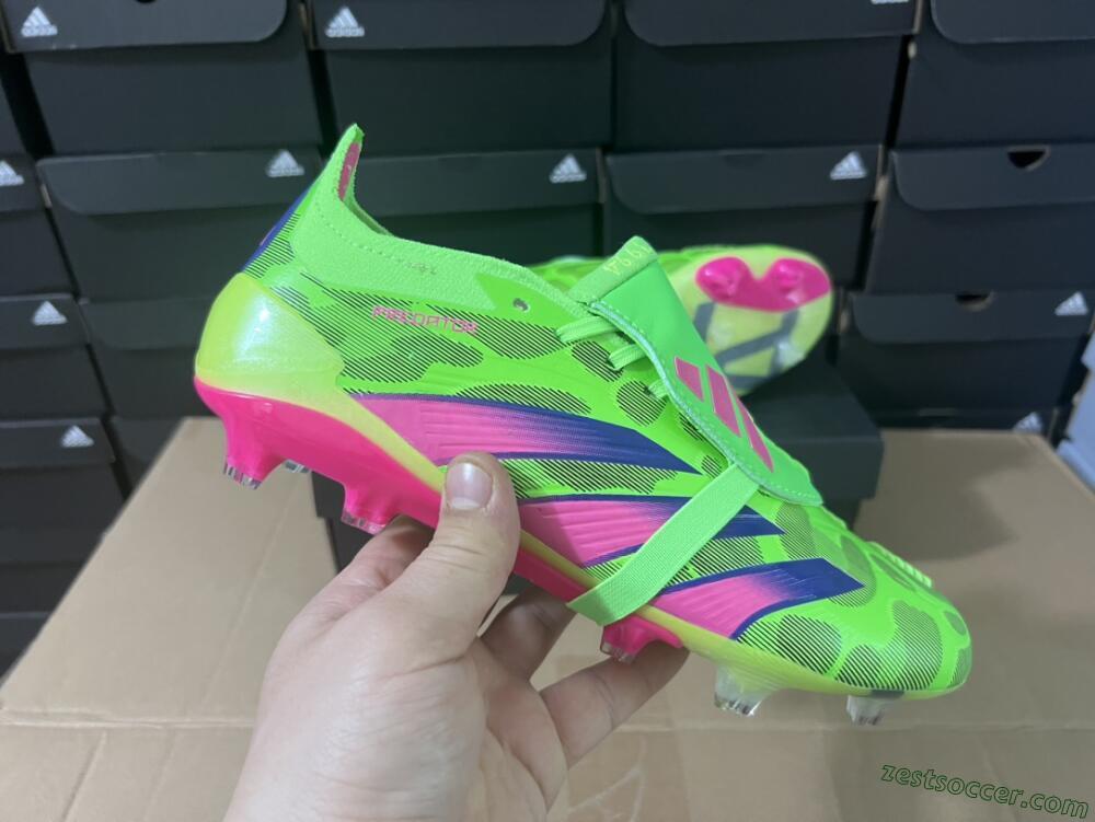 Adidas Predator Elite Foldover Tongue FG Low-Tops Soccer Cleats - Green/Pink/Purple/Yellow