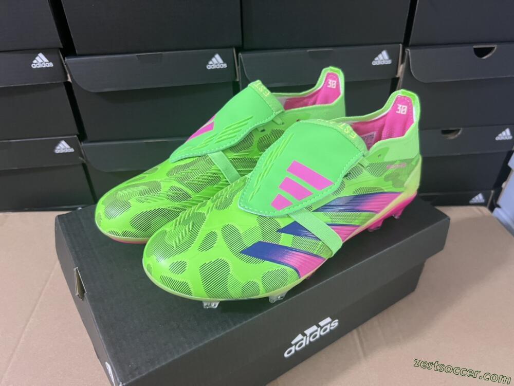 Adidas Predator Elite Foldover Tongue FG Low-Tops Soccer Cleats - Green/Pink/Purple/Yellow