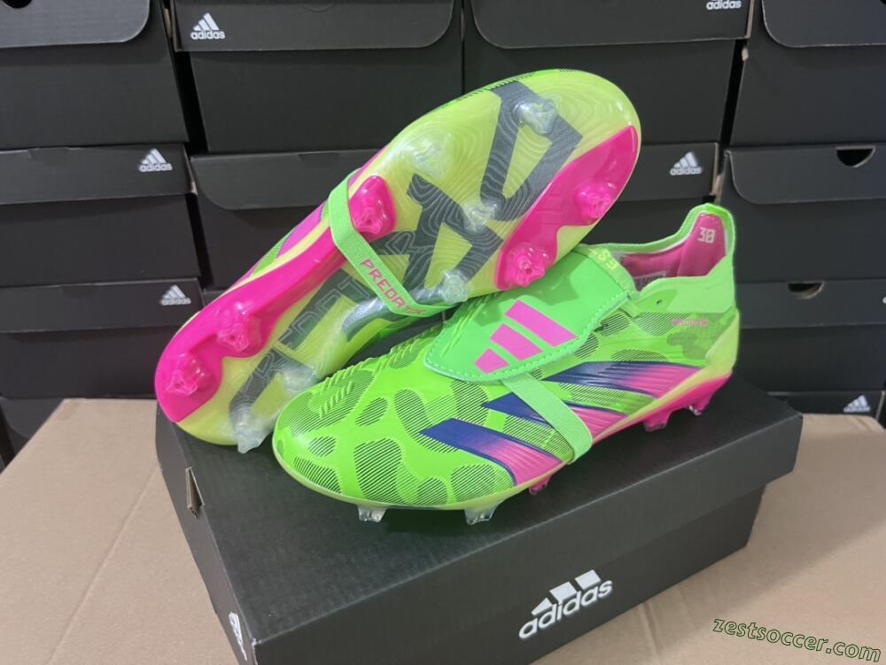 Adidas Predator Elite Foldover Tongue FG Low-Tops Soccer Cleats - Green/Pink/Purple/Yellow