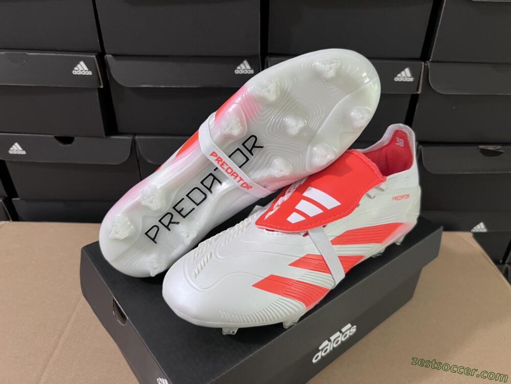 Adidas Predator Elite Foldover Tongue FG Low-Tops Soccer Cleats - Beige/White/Red