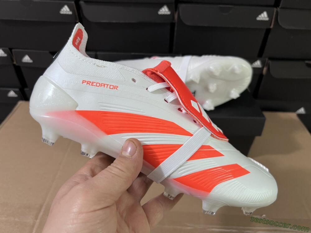 Adidas Predator Elite Foldover Tongue FG Low-Tops Soccer Cleats - Beige/White/Red