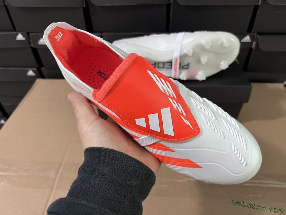 Adidas Predator Elite Foldover Tongue FG Low-Tops Soccer Cleats - Beige/White/Red
