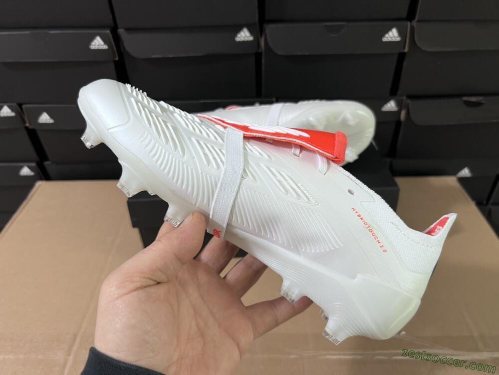 Adidas Predator Elite Foldover Tongue FG Low-Tops Soccer Cleats - Beige/White/Red