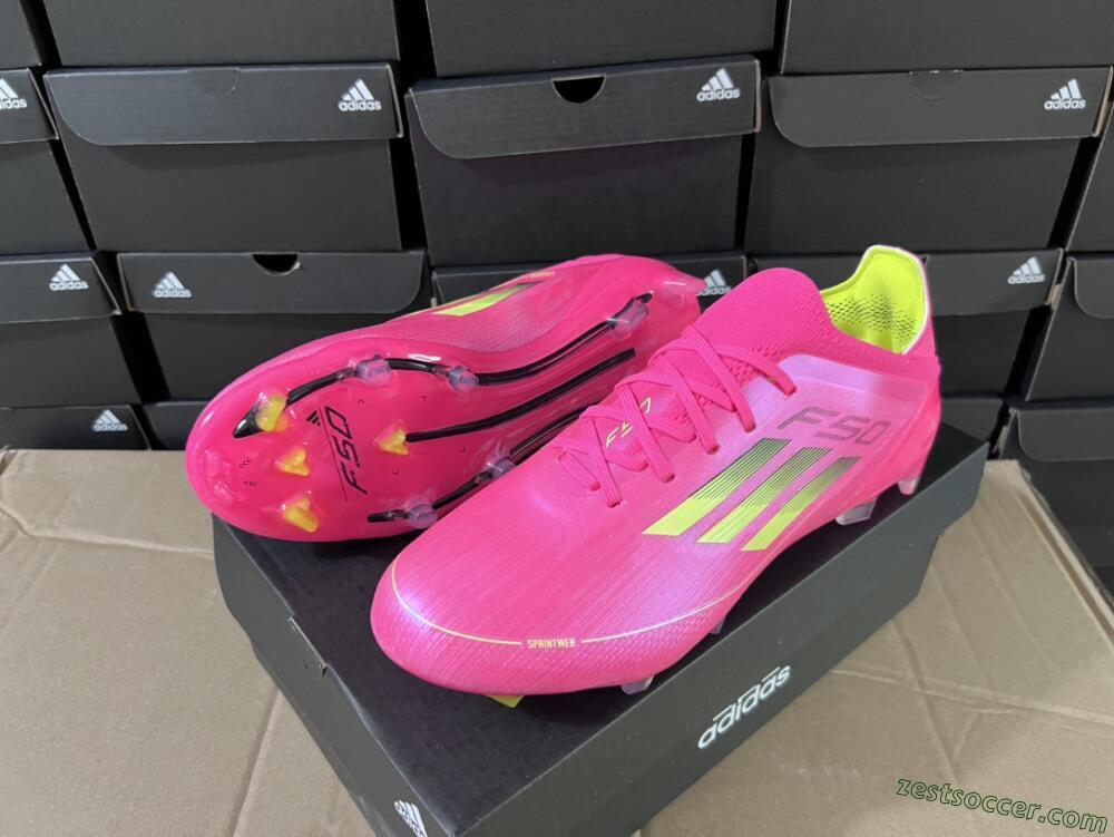 Adidas F50 Adizero FG Low-Tops Soccer Cleats - Pink/Yellow/Black