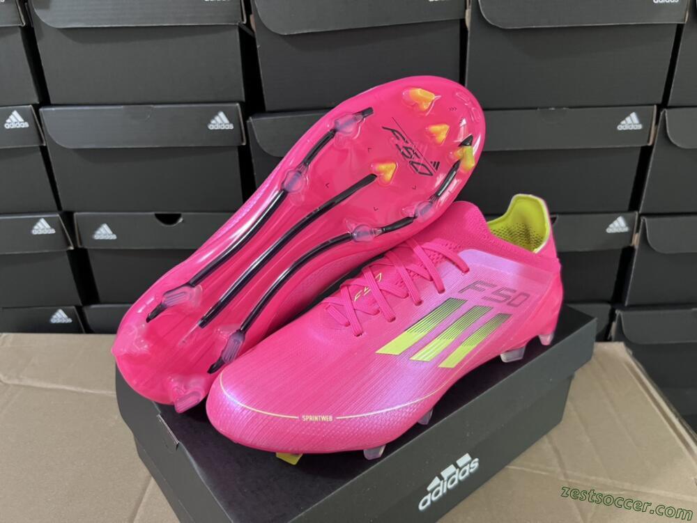 Adidas F50 Adizero FG Low-Tops Soccer Cleats - Pink/Yellow/Black