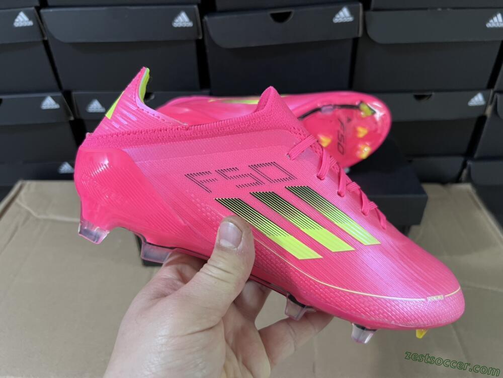 Adidas F50 Adizero FG Low-Tops Soccer Cleats - Pink/Yellow/Black