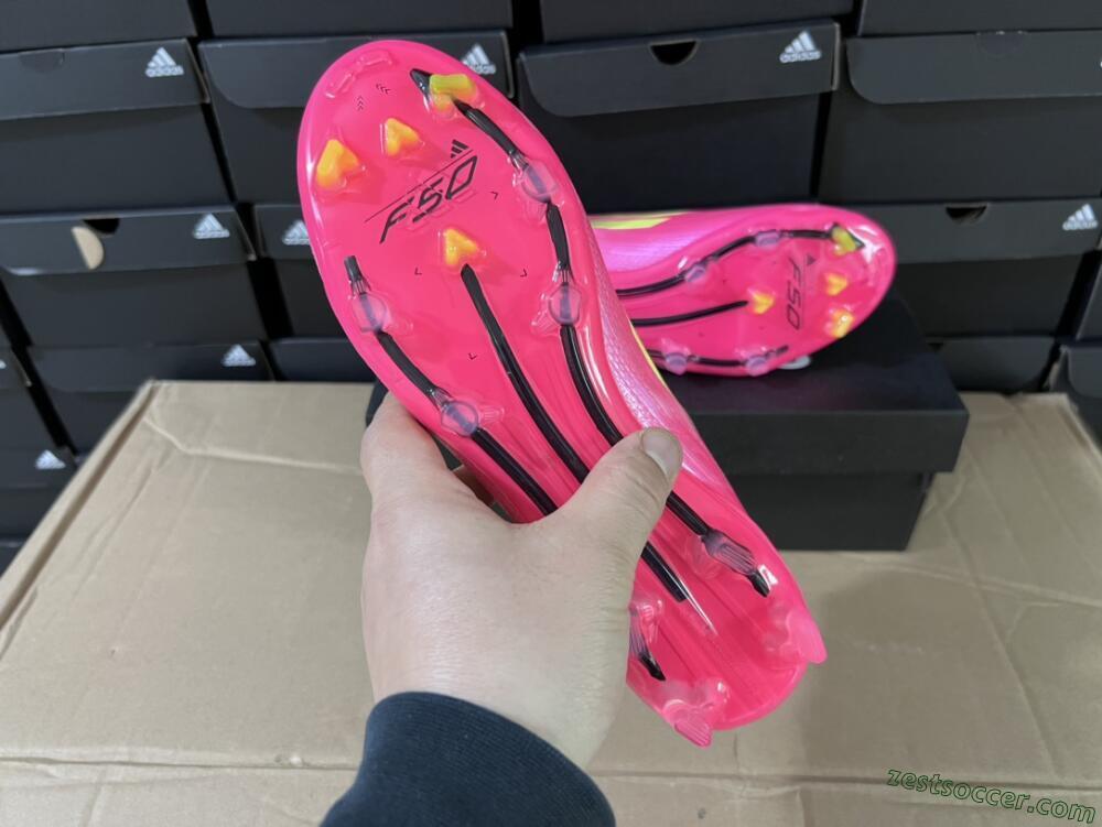 Adidas F50 Adizero FG Low-Tops Soccer Cleats - Pink/Yellow/Black