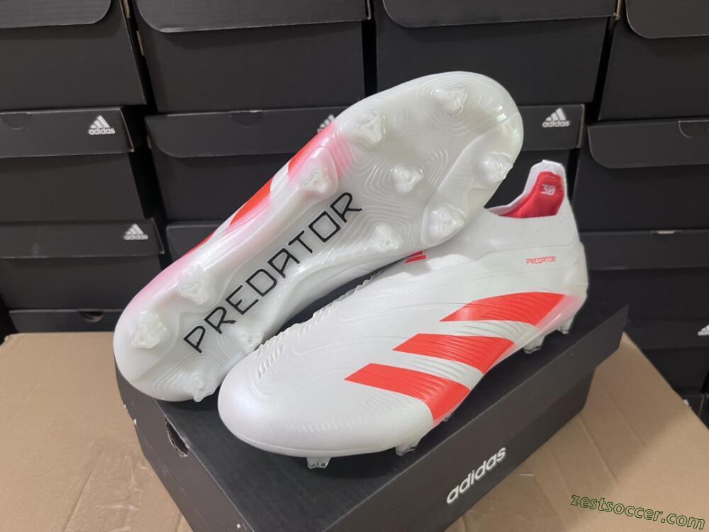 Adidas Predator Accuracy+ FG Low-Tops Soccer Cleats - Beige/White/Red
