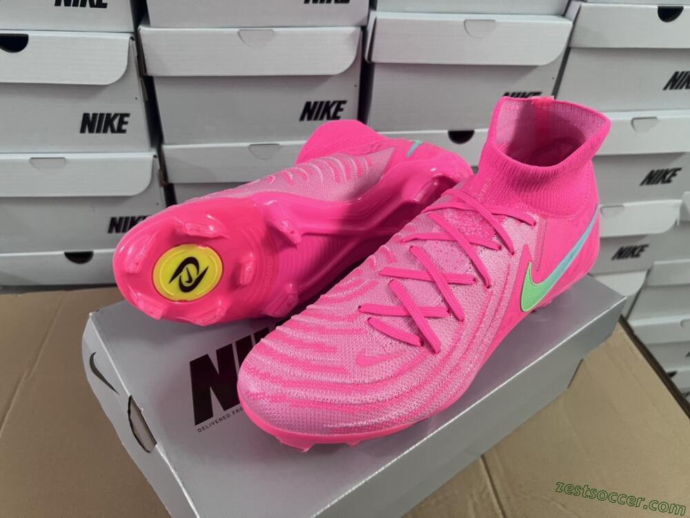 Nike Phantom Luna Elite NU FG High-Tops Soccer Cleats - Pink/Yellow/Jade
