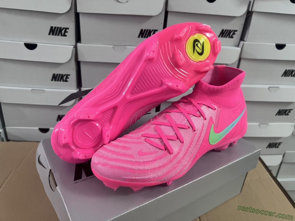 Nike Phantom Luna Elite NU FG High-Tops Soccer Cleats - Pink/Yellow/Jade