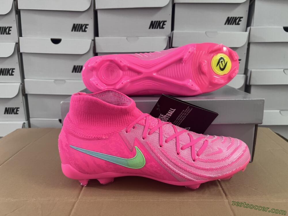 Nike Phantom Luna Elite NU FG High-Tops Soccer Cleats - Pink/Yellow/Jade