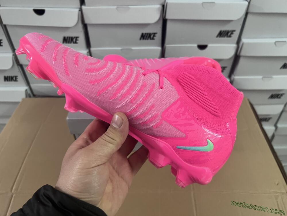 Nike Phantom Luna Elite NU FG High-Tops Soccer Cleats - Pink/Yellow/Jade
