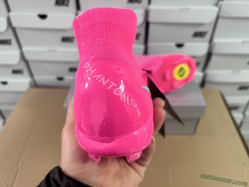 Nike Phantom Luna Elite NU FG High-Tops Soccer Cleats - Pink/Yellow/Jade