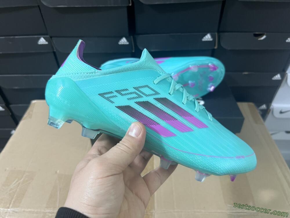 Adidas F50 Adizero FG Low-Tops Soccer Cleats - Jade/Purple/Blue