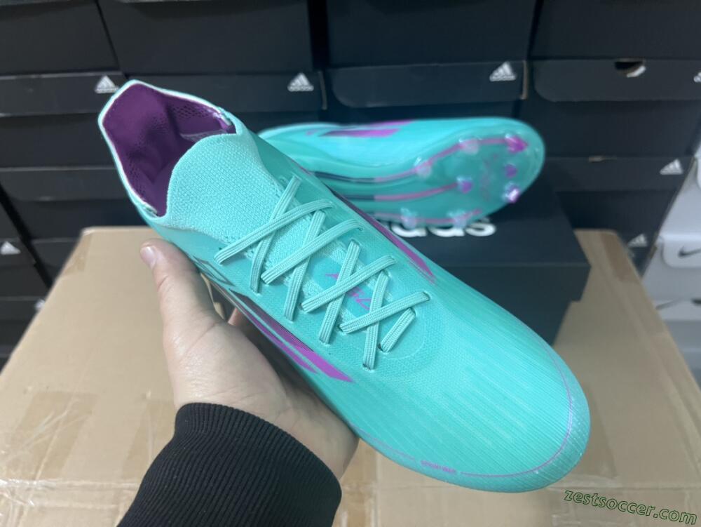 Adidas F50 Adizero FG Low-Tops Soccer Cleats - Jade/Purple/Blue
