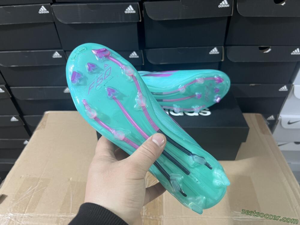 Adidas F50 Adizero FG Low-Tops Soccer Cleats - Jade/Purple/Blue
