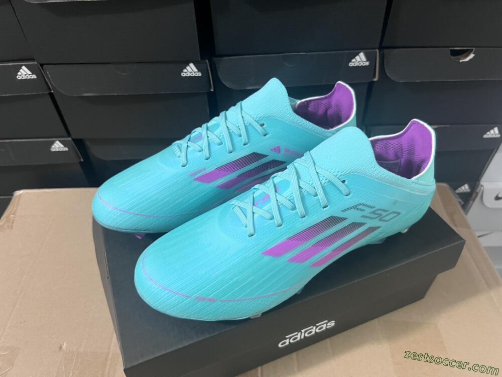 Adidas F50 Adizero FG Low-Tops Soccer Cleats - Jade/Purple/Blue