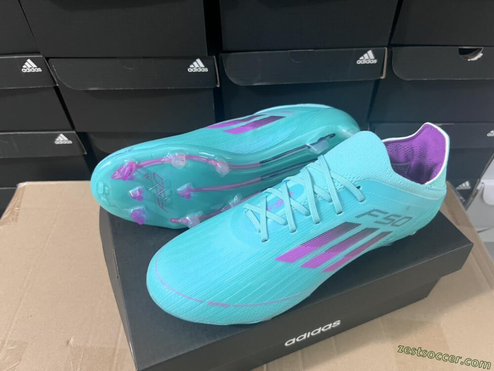 Adidas F50 Adizero FG Low-Tops Soccer Cleats - Jade/Purple/Blue