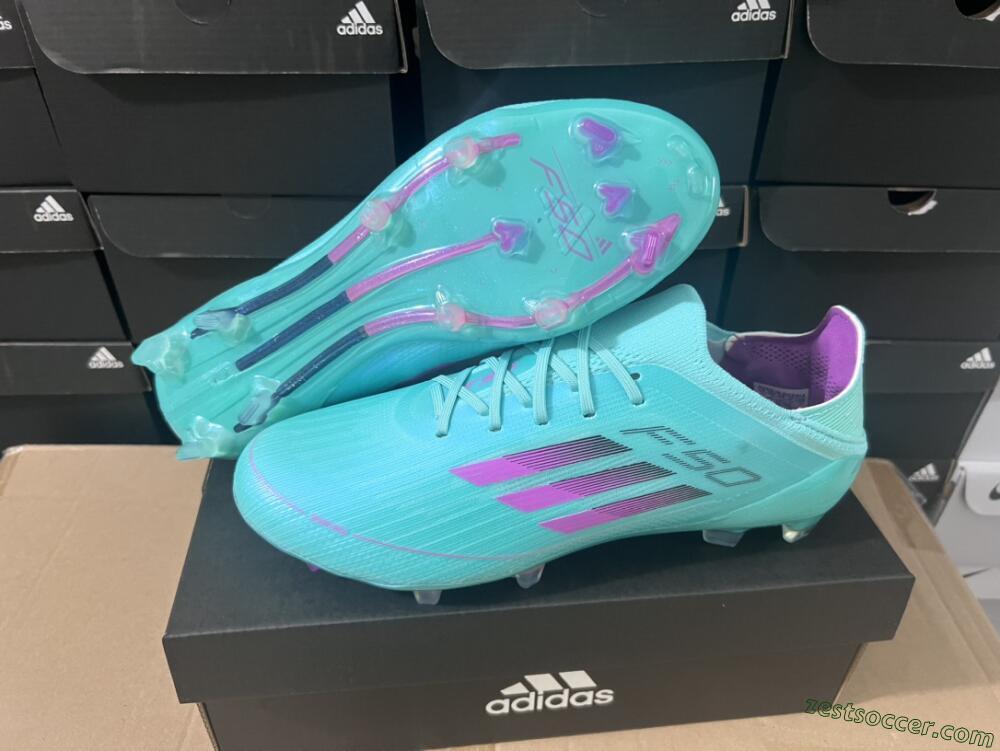 Adidas F50 Adizero FG Low-Tops Soccer Cleats - Jade/Purple/Blue