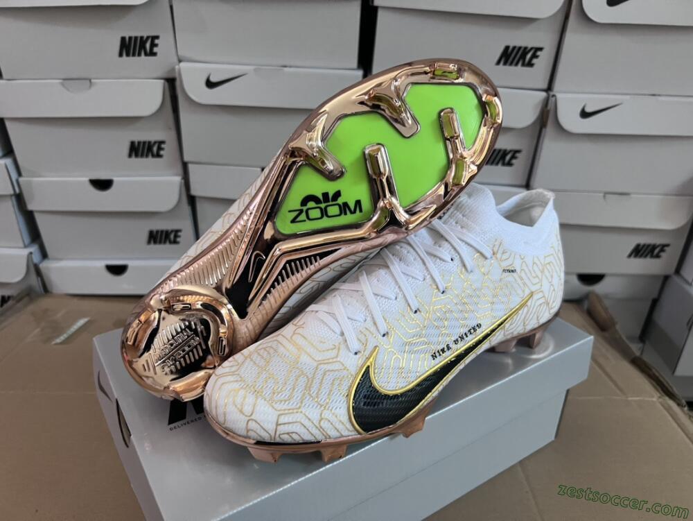 Nike Air Zoom Mercurial Vapor 15 Elite FG Low-Tops Soccer Cleats - White/Gold/Black