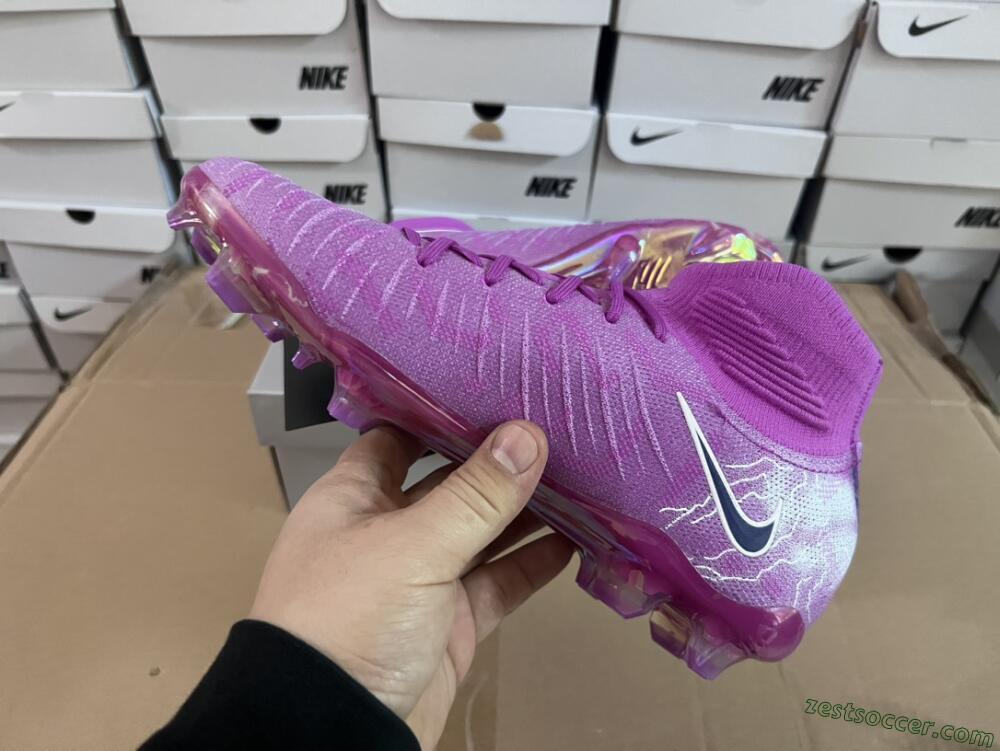 Nike Phantom Luna Elite SE NU FG High-Tops Soccer Cleats - Fuchsia Dream/Barely Grape